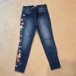 DRIFTWOOD Dark Blue Jeans with Floral Embroidery